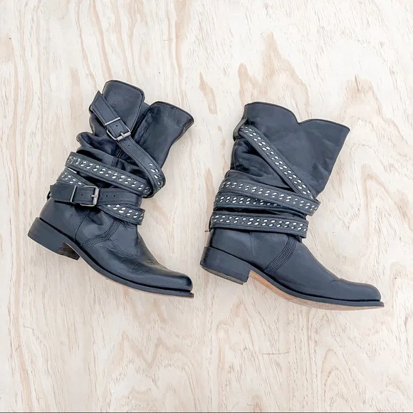 Rare style - Sendra leather boots with straps with buckle & rivets, size 7.5 - Picture 1 of 13